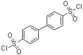 structure of CAS# 3406-84-6, [1,1'-Biphenyl]-4,4'-disulfonyl dichloride;4,4'-Biphenyldisulfonic acid dichloride; 4,4'-Biphenylylenedisulfonyl chloride; 4,4'-Bis(chlorosulfonyl)biphenyl; NSC 2062