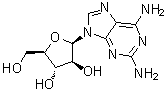structure of CAS# 34079-68-0, 9-beta-D-Arabinofuranosyl-2,6-diaminopurine;2,6-Diamino-9-beta-D-arabinofuranosylpurine