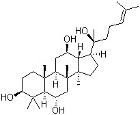 structure of CAS# 34080-08-5, Protopanaxatriol;(3b,6a,12b)-Dammar-24-ene-3,6,12,20-tetrol