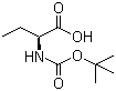 结构式 CAS# 34306-42-8, N-叔丁氧羰基-L-2-氨基丁酸