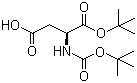 结构式 CAS# 34582-32-6, Boc-L-天冬氨酸叔丁酯; N-叔丁氧羰基-L-天冬氨酸 1-叔丁酯