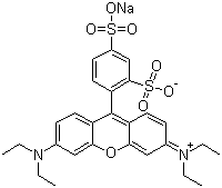 结构式 CAS# 3520-42-1, 酸性玫瑰红 B; 柴林红 B; 磺化罗丹明 B; 酸性桃红 B