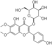 结构式 CAS# 35399-32-7, 3-(beta-D-吡喃半乳糖氧基)-5-羟基-2-(4-羟基苯基)-6,7-二甲氧基-4H-1-苯并呋喃-4-酮