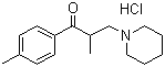 structure of CAS# 3644-61-9, Tolperisone hydrochloride;4'-Methyl-2-(1-piperidinylmethyl)-propiophenone hydrochloride; 2,4'-Dimethyl-3-piperidinopropiophenone monohydrochloride