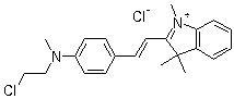 structure of CAS# 3648-36-0, Basic Red 13;Aizen Cathilon Pink FGH; Astrazon Pink 2C; Astrazon Pink EG; Astrazon Pink FG; Atacryl Pink G-FS; Aizen Cathilon Pink FG; Basic Rose 2S; 2-[2-[4-[(2-Chloroethyl)methylamino]phenyl]ethenyl]-1,3,3-trimethyl-3H-indolium chloride