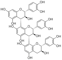 structure of CAS# 37064-31-6, Procyanidin C2;(2R,3S,4R)-2-(3,4-dihydroxyphenyl)-4-[(2R,3S)-2-(3,4-dihydroxyphenyl)-3,5,7-trihydroxy-3,4-dihydro-2H-chromen-8-yl]-8-[(2R,3S,4S)-2-(3,4-dihydroxyphenyl)-3,5,7-trihydroxy-3,4-dihydro-2H-chromen-4-yl]-3,4-dihydro-2H-chromene-3,5,7-triol