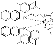 Diacetato[(R)-(+)-2,2'-bis[di(3,5-xylyl)phosphino]-1,1'-binaphthyl]ruthenium(II) molecular structure (CAS 374067-50-2)