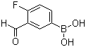 structure of CAS# 374538-01-9, 4-Fluoro-3-formylphenylboronic acid;4-Fluoro-3-formylbenzeneboronic acid; 5-Borono-2-fluorobenzaldehyde