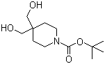 结构式 CAS# 374794-84-0, 4,4-双(羟甲基)哌啶-1-羧酸叔丁酯