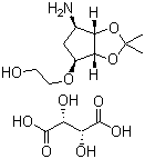 structure of CAS# 376608-65-0, 2-[[(3aR,4S,6R,6aS)-6-Aminotetrahydro-2,2-dimethyl-4H-cyclopenta-1,3-dioxol-4-yl]oxy]-ethanol (2R,3R)-2,3-dihydroxybutanedioate