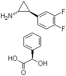 structure of CAS# 376608-71-8, (1R,2S)-2-(3,4-Difluorophenyl)cyclopropanaminium (2R)-hydroxy(phenyl)ethanoate;(alphaR)-alpha-Hydroxybenzeneacetic acid compd. with (1R,2S)-2-(3,4-difluorophenyl)cyclopropanamine; Ticagrelor impurity E