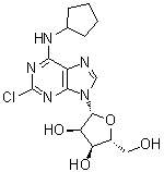 structure of CAS# 37739-05-2, 2-Chloro-N6-cyclopentyladenosine;(2R,3R,4S,5R)-2-[2-Chloro-6-(cyclopentylamino)-9H-purin-9-yl]-5-(hydroxymethyl)tetrahydrofuran-3,4-diol; 2-Chloro-N6-cyclopentyladenosine
