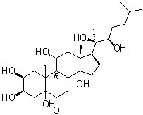 structure of CAS# 38778-30-2, Muristerone A;(2beta,3beta,5beta,11alpha,22R)-2,3,5,11,14,20,22-Heptahydroxy-cholest-7-en-6-one; Muristerone