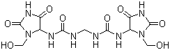 structure of CAS# 39236-46-9, Imidurea;N,N-methylenebis N'-1-(hydroxymethyl)-2,5-dioxo-4-imidazolidinyl urea; 1,1'-Methylenebis[3-[3-(hydroxymethyl)-2,5-dioxo-4-imidazolidinyl]urea]; Imidazolidinyl urea