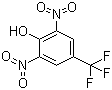 structure of CAS# 393-77-1, 2,6-Dinitro-4-(trifluoromethyl)phenol;alpha,alpha,alpha-Trifluoro-2,6-dinitro-p-cresol; 2,6-Dinitro-4-(trifluoromethyl)phenol; 4-(Trifluoromethyl)-2,6-dinitrophenol; 4-Hydroxy-3,5-dinitrobenzotrifluoride