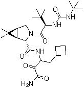 结构式 CAS# 394730-60-0, Boceprevir; (1R,2S,5S)-N-(4-氨基-1-环丁基-3,4-二氧代丁烷-2-基)-3-[(2S)-2-(叔丁基氨基甲酰氨基)-3,3-二甲基丁酰基]-6,6-二甲基-3-氮杂双环[3.1.0]己烷-2-甲酰胺