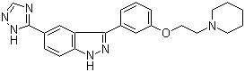 结构式 CAS# 395104-30-0, 3-[3-[2-(1-哌啶基)乙氧基]苯基]-5-(1H-1,2,4-三唑-5-基)-1H-吲唑