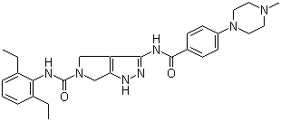 structure of CAS# 398493-79-3, N-(2,6-Diethylphenyl)-4,6-dihydro-3-[[4-(4-methyl-1-piperazinyl)benzoyl]amino]pyrrolo[3,4-c]pyrazole-5(1H)-carboxamide