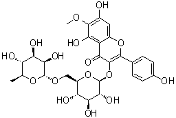 结构式 CAS# 403861-33-6, 3,4',5,7-四羟基-6-甲氧基黄酮 3-O-beta-D-芸香糖苷