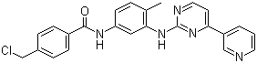 structure of CAS# 404844-11-7, 4-Chloromethyl-N-[4-methyl-3-[[4-(pyridin-3-yl)pyrimidin-2-yl]amino]phenyl]benzamide;N-[5-[[4-(Chloromethyl)benzoyl]amino]-2-methylphenyl]-4-(3-pyridyl)-2-pyrimidineamine