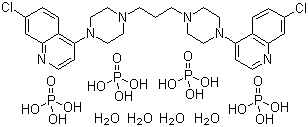 structure of CAS# 4085-31-8, Piperaquine phosphate;1,3-Bis[1-(7-chloro-4-quinolyl)-4'-piperazinyl]propane tetraphosphate tetrahydrate