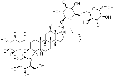 structure of CAS# 41753-43-9, Ginsenoside Rb1 ;(3beta,12beta)-20-[(6-O-beta-D-Glucopyranosyl-beta-D-glucopyranosyl)oxy]-12-hydroxydammar-24-en-3-yl2-O-beta-D-glucopyranosyl-beta-D-glucopyranoside