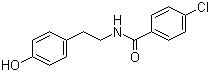 结构式 CAS# 41859-57-8, N-(4-氯苯甲酰基)-酪胺; 4-氯-N-[2-(4-羟基苯基)乙基]苯甲酰胺