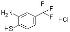 structure of CAS# 4274-38-8, 2-Amino-4-(trifluoromethyl)benzenethiol hydrochloride;3-Amino-4-mercaptobenzotrifluoride hydrochloride; 4-Trifluoromethyl-2-aminothiophenol hydrochloride