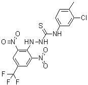 结构式 CAS# 436133-68-5, N-(3-氯-4-甲基苯基)-2-[2,6-二硝基-4-(三氟甲基)苯基]肼基硫代甲酰胺