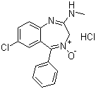 structure of CAS# 438-41-5, Chlordiazepoxide hydrochloride;7-Chloro-N-methyl-5-phenyl-3H-1,4-benzodiazepin-2-amine 4-oxide hydrochloride