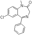 structure of CAS# 439-14-5, Diazapam;7-Chloro-1,3-dihydro-1-methyl-5-phenyl-2H-1,4-benzodiazepin-2-one