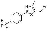 structure of CAS# 439134-78-8, 5-(Bromomethyl)-4-methyl-2-[4-(trifluoromethyl)phenyl]-1,3-thiazole;5-Bromomethyl-4-methyl-2-(4-trifluoromethylphenyl)thiazole