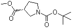 结构式 CAS# 441717-40-4, (R)-1-Boc-3-羧基吡咯烷甲酯; (R)-1-叔丁氧羰基-3-羧基吡咯烷甲酯