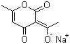 structure of CAS# 4418-26-2, Sodium dehydroacetate ;Sodium 1-(3,4-dihydro-6-methyl-2,4-dioxo-2H-pyran-3-ylidene)ethanolate; 3-(1-hydroxyethylidene)-6-methyl-2H-pyran-2,4(3H)-dione sodium salt; Acetyl-6-methyl-2H-pyran-2,4(3H)-dione sodium