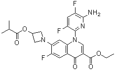 structure of CAS# 442526-91-2, Ethyl 1-(6-amino-3,5-difluoropyridin-2-yl)-6-fluoro-7-[3-(isobutyryloxy)azetidin-1-yl]-4-oxo-1,4-dihydroquinoline-3-carboxylate