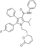 结构式 CAS# 442851-50-5, 1-[2-[(2S)-3,6-二氢-6-氧代-2H-吡喃-2-基]乙基]-5-(4-氟苯基)-2-(1-甲基乙基)-N,4-二苯基-1H-吡咯-3-甲酰胺