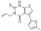 结构式 CAS# 442865-24-9, 2,3-二氢-5-(5-甲基-2-呋喃基)-3-(2-丙烯基)-2-硫代噻吩并[2,3-d]嘧啶-4(1H)-酮