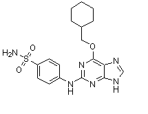 structure of CAS# 444722-95-6, 4-[[6-(Cyclohexylmethoxy)-1H-purin-2-yl]amino]benzenesulfonamide;NU 6102