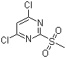 structure of CAS# 4489-34-3, 4,6-Dichloro-2-(methylsulfonyl)pyrimidine;2-(Methylsulfonyl)-4,6-Dichloropyrimidine; NSC 45040