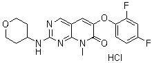 结构式 CAS# 449808-64-4, 6-(2,4-二氟苯氧基)-8-甲基-2-[(四氢-2H-吡喃-4-基)氨基]吡啶并[2,3-d]嘧啶-7(8H)-酮盐酸盐