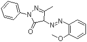 structure of CAS# 4645-07-2, Solvent Yellow 72;C.I. 127450; 2,4-Dihydro-4-[(2-methoxyphenyl)azo]-5-methyl-2-phenyl-3H-pyrazol-3-one