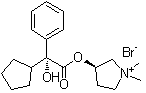结构式 CAS# 475468-09-8, (3R)-3-[[(2R)-环戊基羟基苯基乙酰基]氧基]-1,1-二甲基吡咯烷鎓溴化物