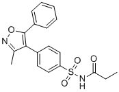 structure of CAS# 477594-28-8, Parecoxib Impurity 27;N-[4-(3-methyl-5-phenyl-1,2-oxazol-4-yl)phenyl]sulfonylpropanamide