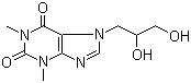 structure of CAS# 479-18-5, Diprophylline;7-(2,3-Dihydroxypropyl)theophylline; 7-(2,3-Dihydroxypropyl)-1,3-dimethyl-purine-2,6-dione
