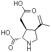 structure of CAS# 487-79-6, alpha-Kainic acid;(-)-alpha-Kainic acid; (2S,3S,4S)-2-Carboxy-4-isopropenylpyrrolidine-3-acetic acid; Digenic acid; Digenin; Helminal; Kainic acid; L-alpha-Kainic acid
