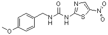 structure of CAS# 487021-52-3, N-(4-Methoxybenzyl)-N'-(5-nitro-1,3-thiazol-2-yl)urea;AR 0133418; AR 014418; AR-AO 14418; GSK 3B Inhibitor VIII; GSK 3beta inhibitor VIII