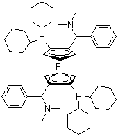 结构式 CAS# 494227-35-9, (1R,1'R)-1,1'-双(二环己基膦)-2,2'-双[(R)-(二甲基氨基)苯基甲基]二茂铁