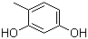 structure of CAS# 496-73-1, 4-Methyl-1,3-benzenediol;1,3-Dihydroxy-4-methylbenzene; 2,4-Dihydroxyphenylmethane; 2,4-Dihydroxytoluene; 2,4-Toluenediol; 4-Methylresorcinol; 4-Methyl-1,3-dihydroxybenzene