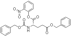 structure of CAS# 49689-66-9, N-[(Phenylmethoxy)carbonyl]-L-glutamic acid 1-(2-nitrophenyl) 5-(phenylmethyl) ester