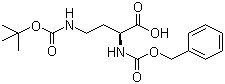 structure of CAS# 49855-91-6, N-Cbz-N'-Boc-L-2,4-Diaminobutyric acid;(2S)-4-[[(1,1-Dimethylethoxy)carbonyl]amino]-2-[[(phenylmethoxy)carbonyl]amino]butanoic acid